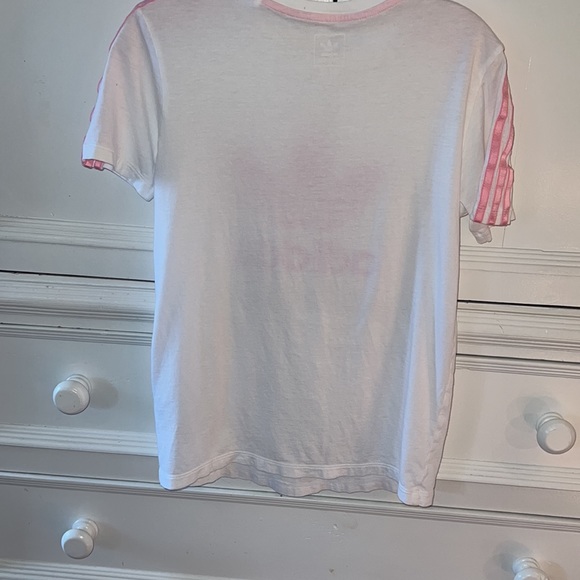 Girls size L Adidas classic cotton tee white  pink light weight summer shirt - Picture 4 of 4